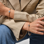 Guardian Eye Suyolu Bileklik bilekte görünümü - 14K altın pırlanta nazarlık bileklik