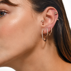 Circle Hoop Piercing kulakta görünümü - 14K altın halka piercing