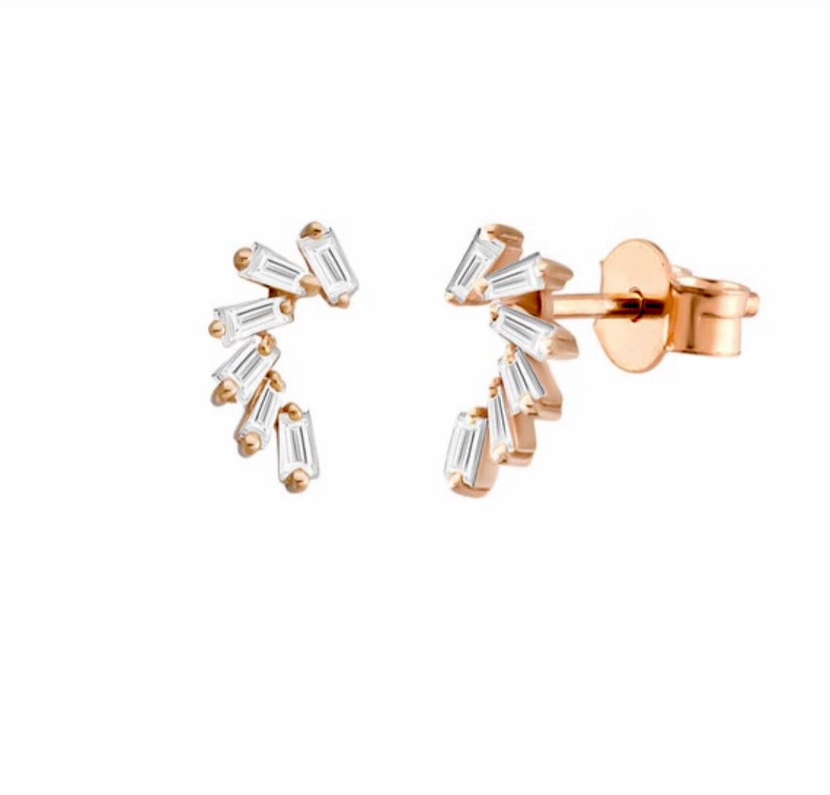 etit Baguette Pırlanta Küpe detay görünümü - 14K altın pırlanta baguette küpe