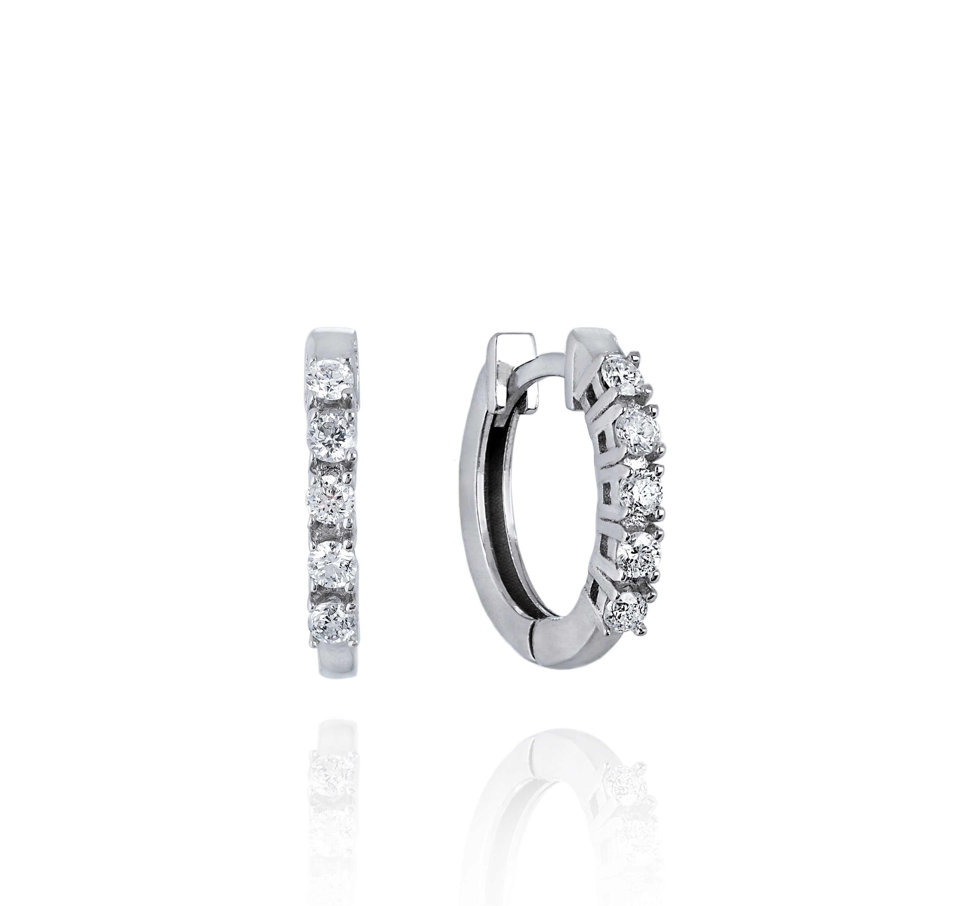 Huggies Diamond Küpe - 14K altın huggies diamond halka küpe, 0.30 ct E-VS pırlanta