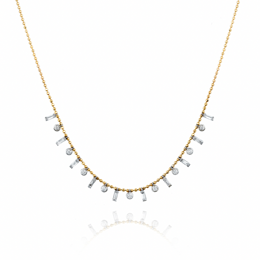 Baguette Bezel Kolye detay görünümü - 14K altın pırlanta baguette kolye