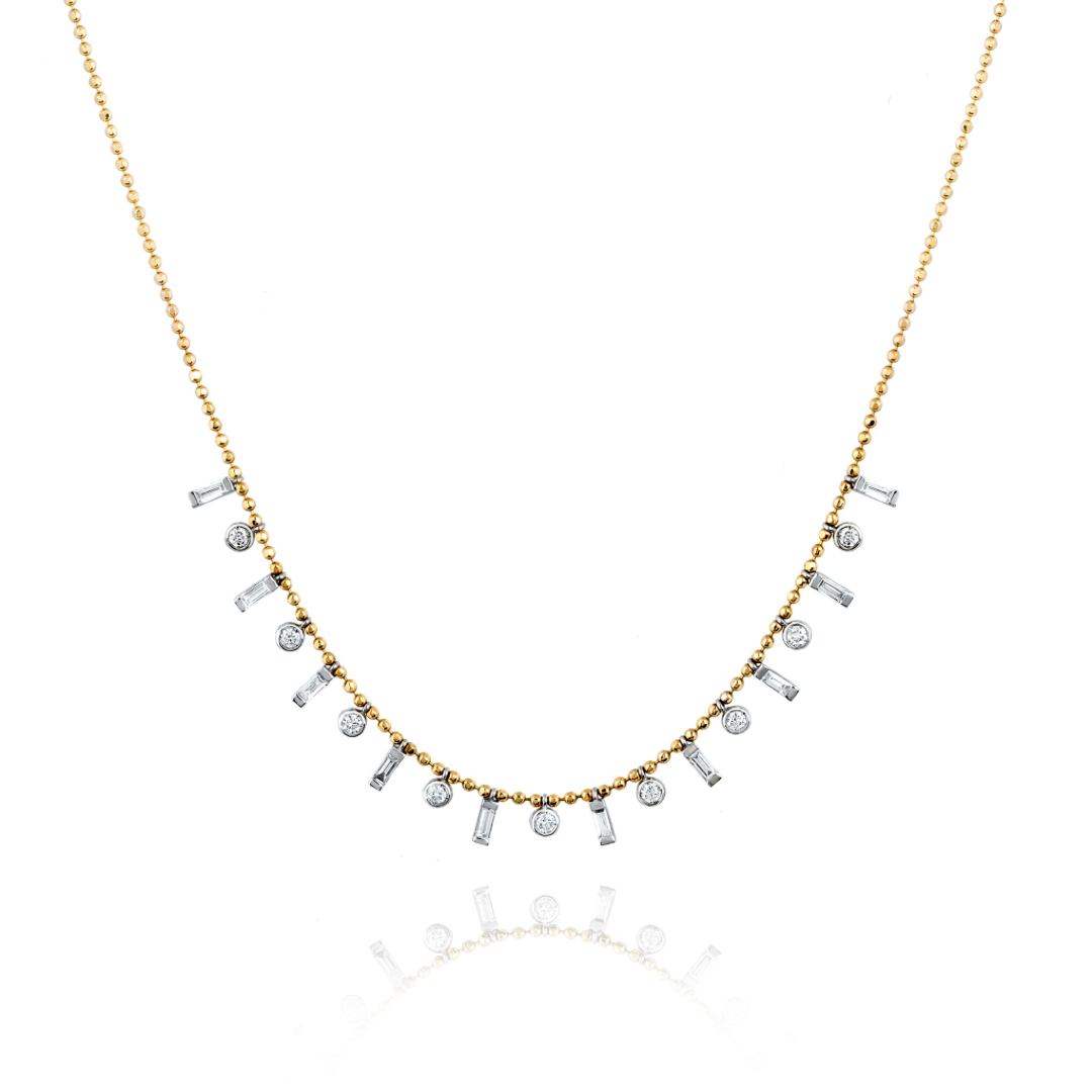 Baguette Bezel Kolye detay görünümü - 14K altın pırlanta baguette kolye