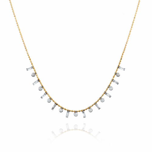 Baguette Bezel Kolye detay görünümü - 14K altın pırlanta baguette kolye