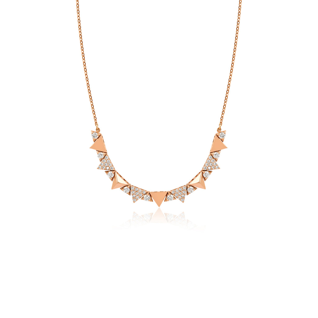 14K altın Triangle Twister kolye - üçgen tasarımlı pırlanta detaylı kolye