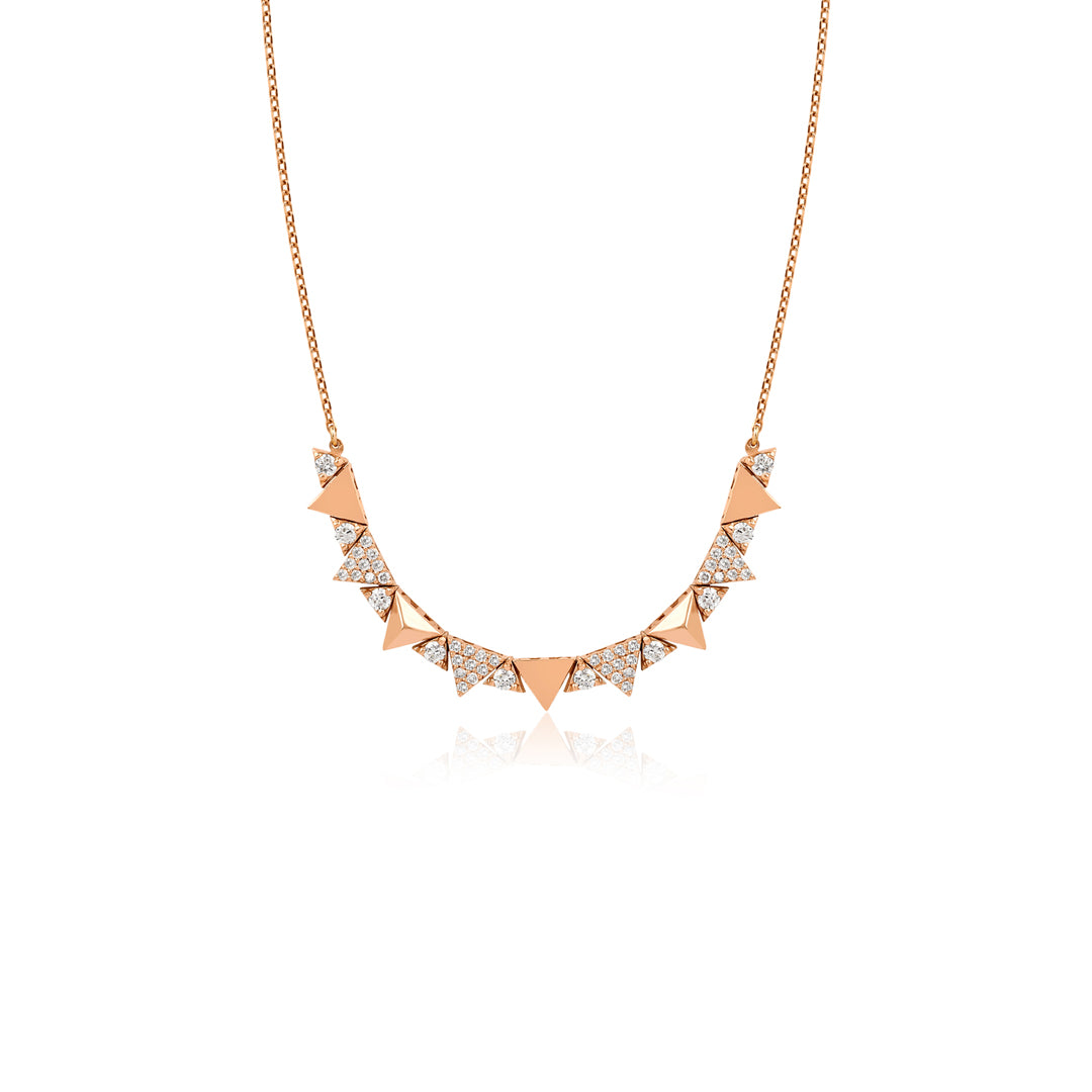 14K altın Triangle Twister kolye - üçgen tasarımlı pırlanta detaylı kolye