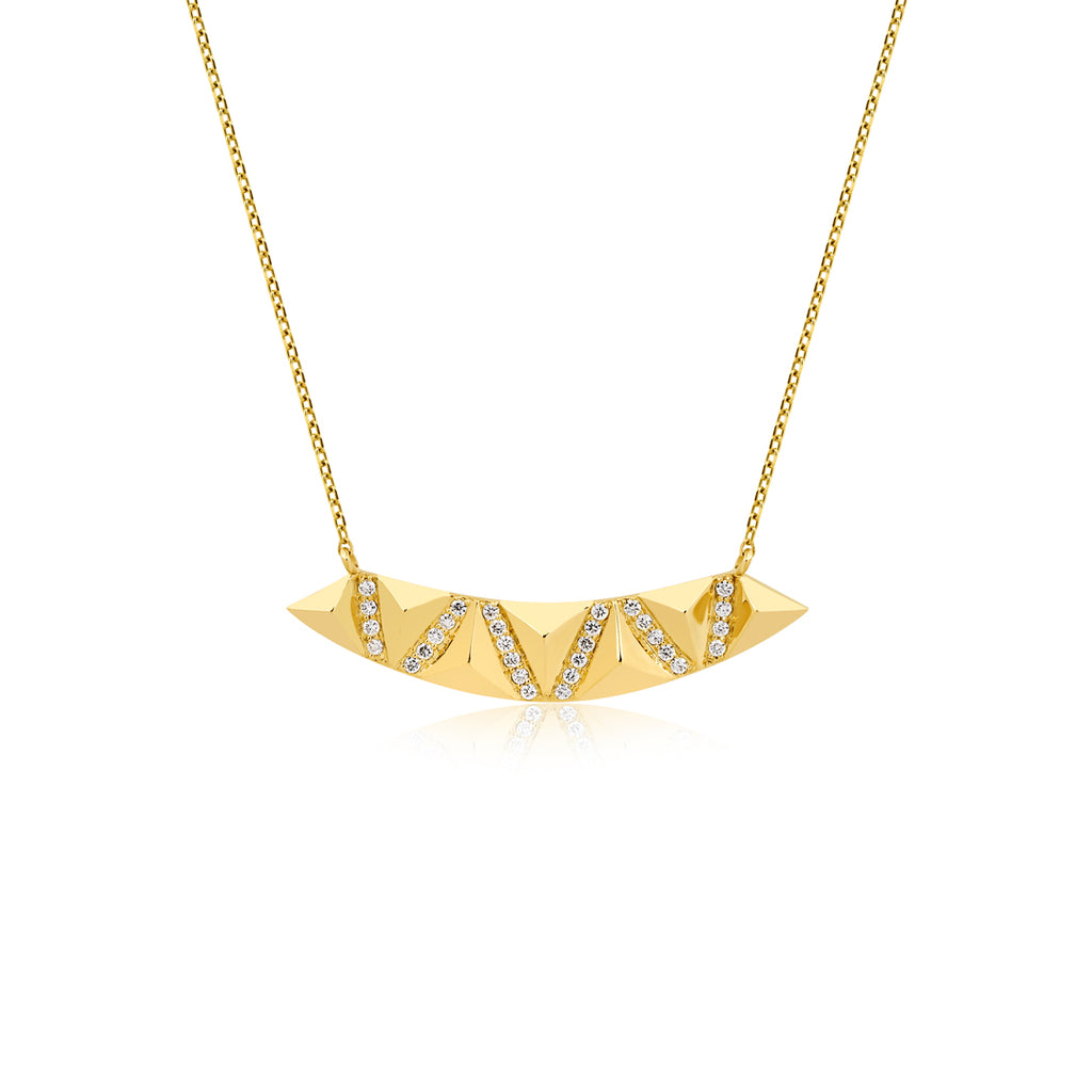 Pyramid Kolye - 0.23 ct pırlanta piramit tasarım 14K altın kolye detay görünümü