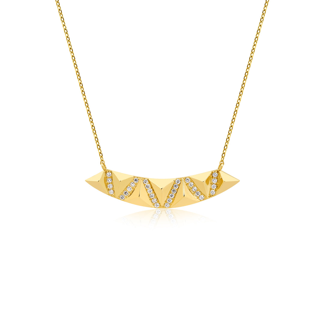 Pyramid Kolye - 0.23 ct pırlanta piramit tasarım 14K altın kolye detay görünümü