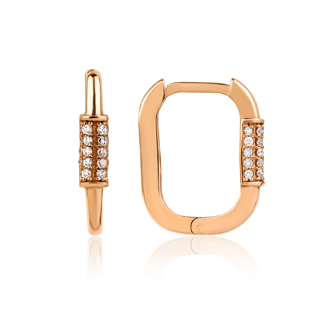 14K altın Turner halka küpe - pırlanta detaylı zarif halka küpe