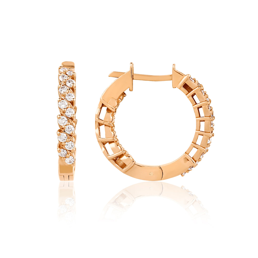 Bezel Küpe - 0.56 ct pırlanta 14K altın halka küpe detay görünümü