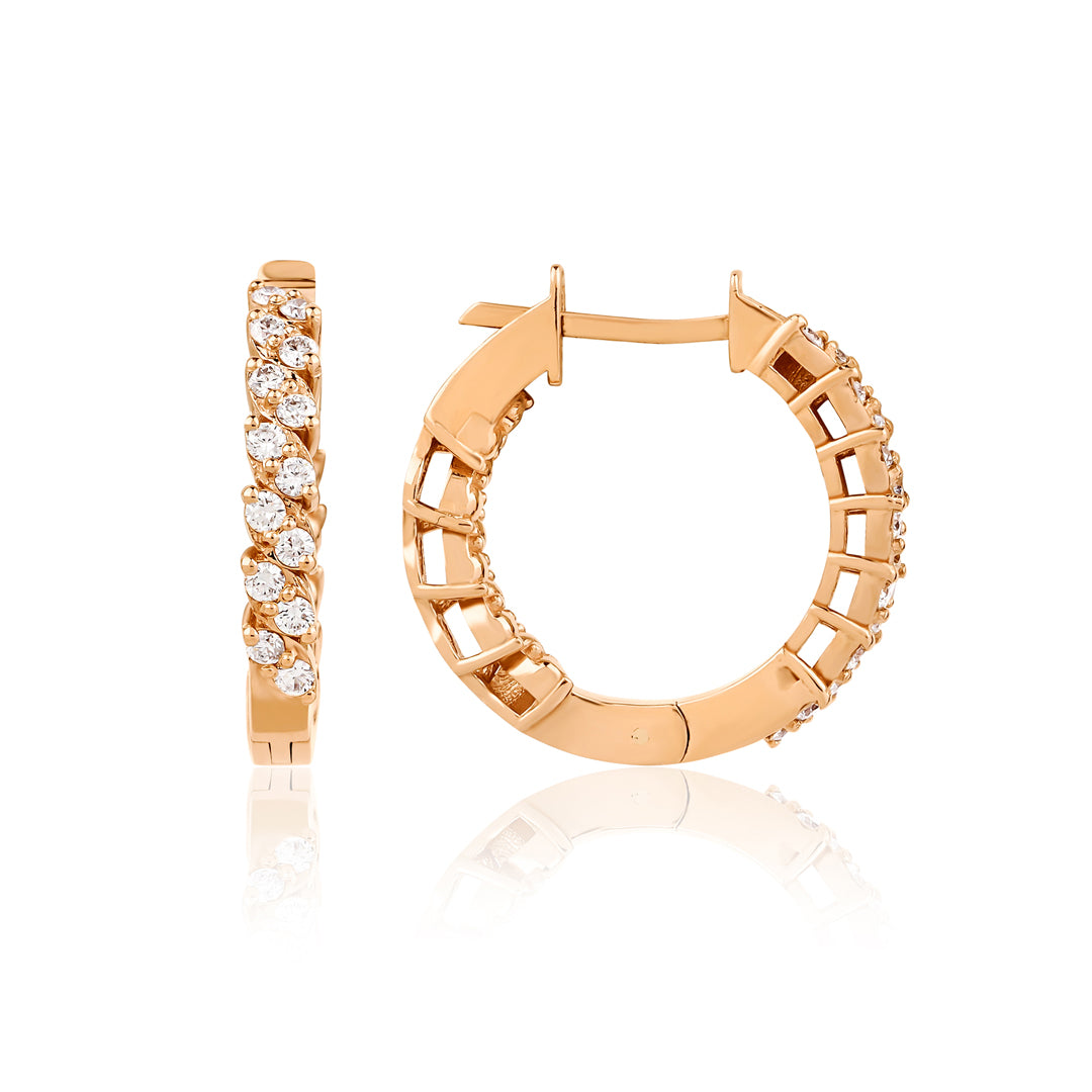 Bezel Küpe - 0.56 ct pırlanta 14K altın halka küpe detay görünümü