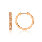 14K altın Blok halka küpe - modern blok tasarımlı pırlanta detaylı küpe