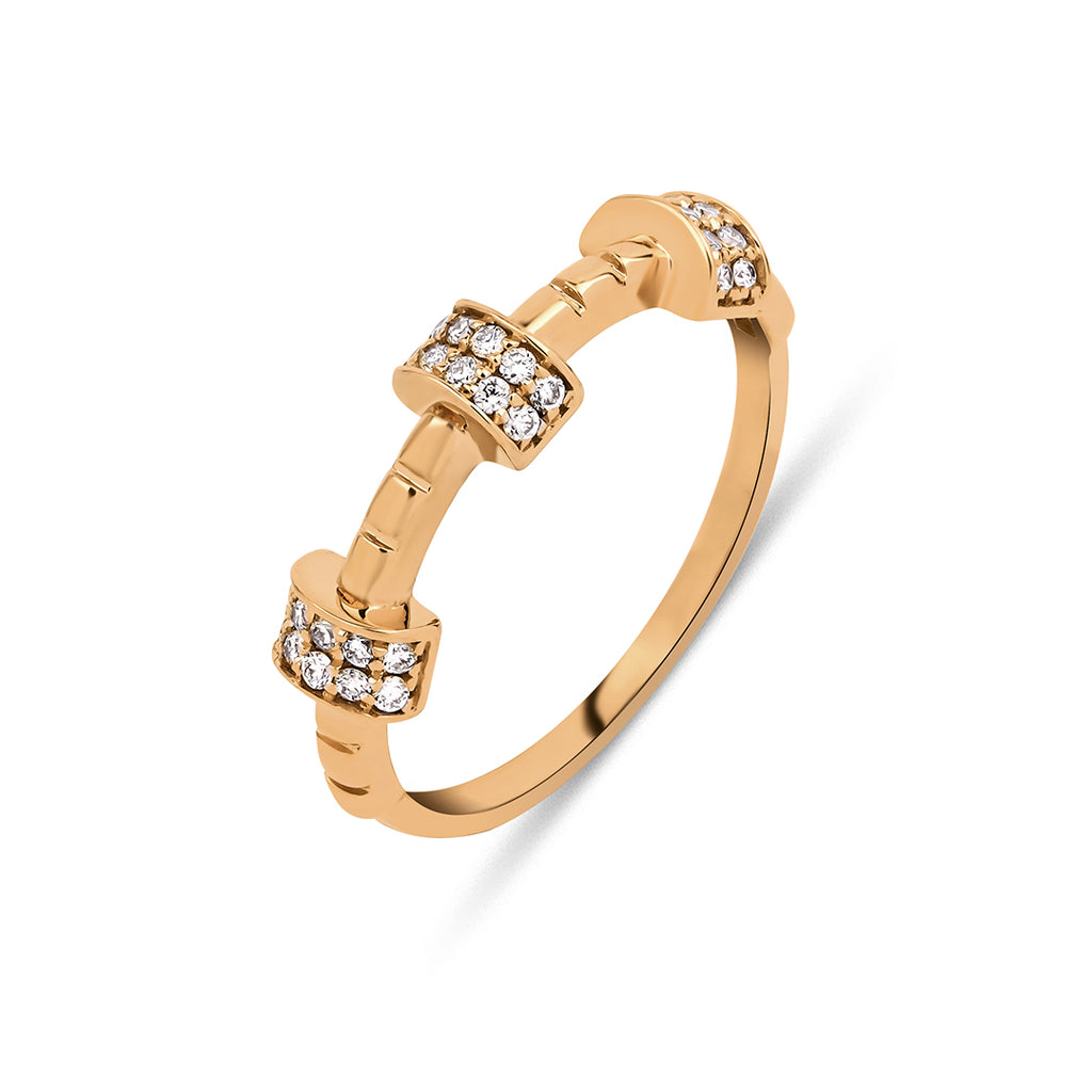 Mini Screw 14K altın yüzük detay görünümü, pırlanta detayları