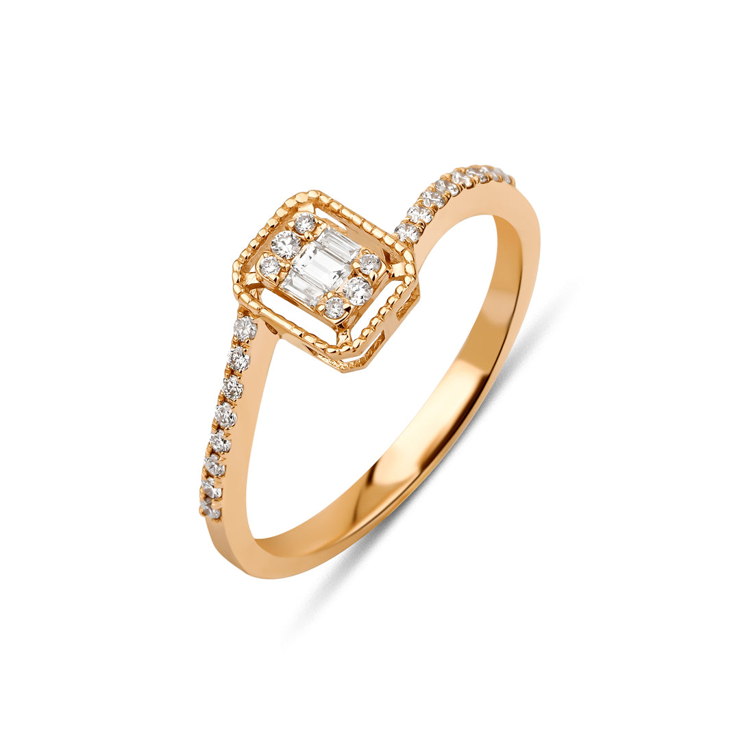 Baguette Twister Yüzük detay görünümü - 14K altın pırlanta yüzük