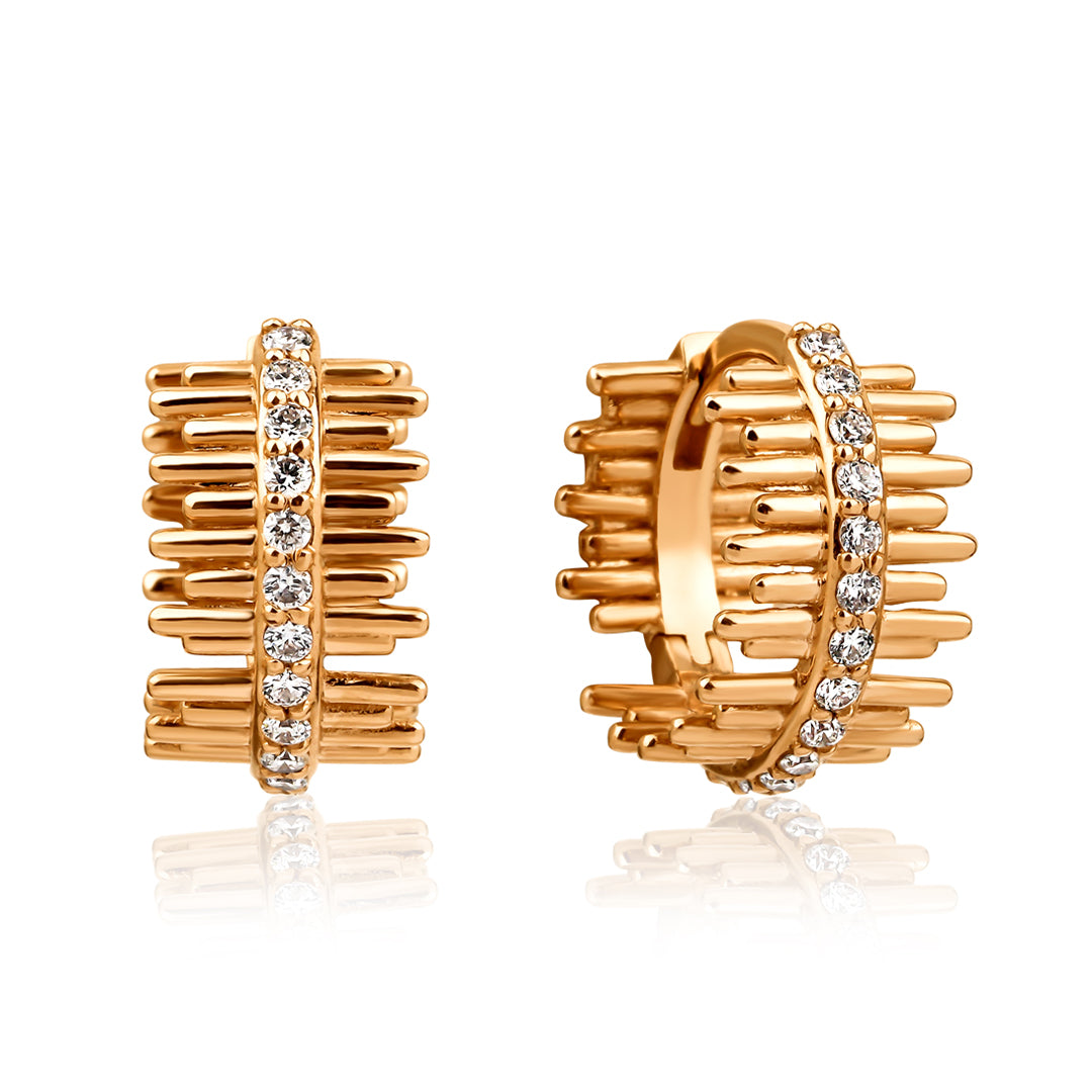 Mini Baton Küpe detay görünümü - 14K altın pırlanta küpe