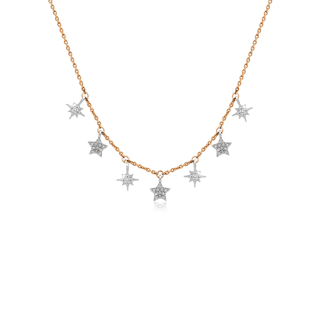 Irena Kolye detay görünümü - 14K altın pırlanta yıldız kolye