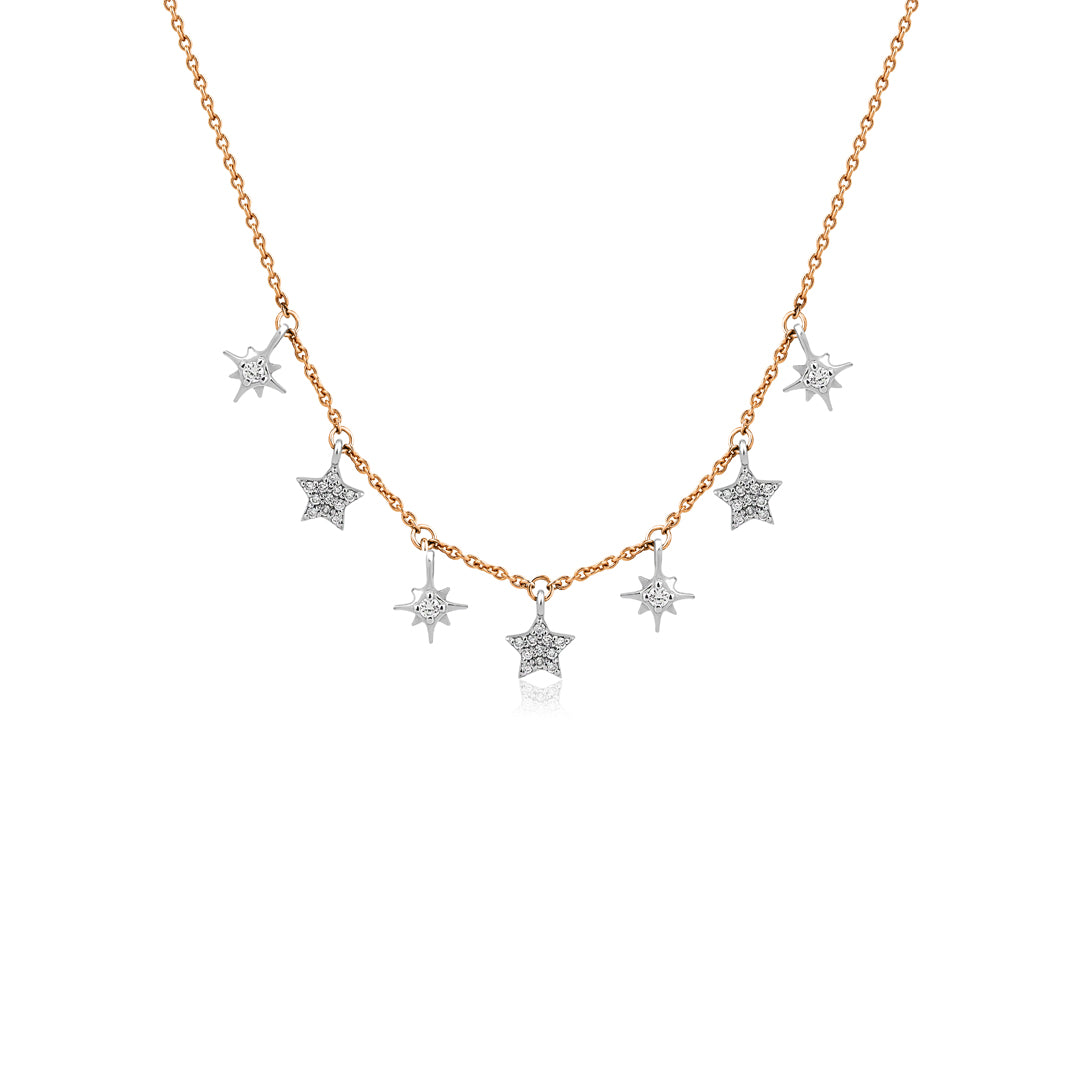 Irena Kolye detay görünümü - 14K altın pırlanta yıldız kolye