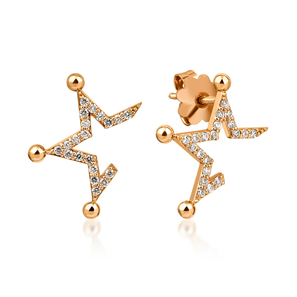 Sante Küpe detay görünümü - 14K altın pırlanta yıldız küpe