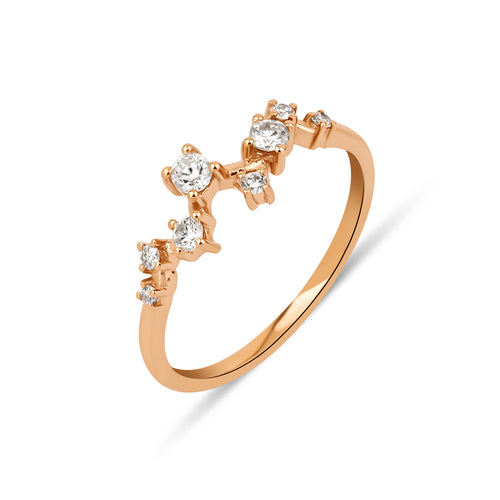Bench Yüzük - 0.24 ct pırlanta modern tasarım 14K altın yüzük detay görünümü