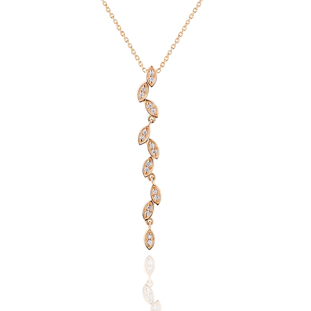 Leaf Kolye detay görünümü - 14K altın pırlanta yaprak kolye