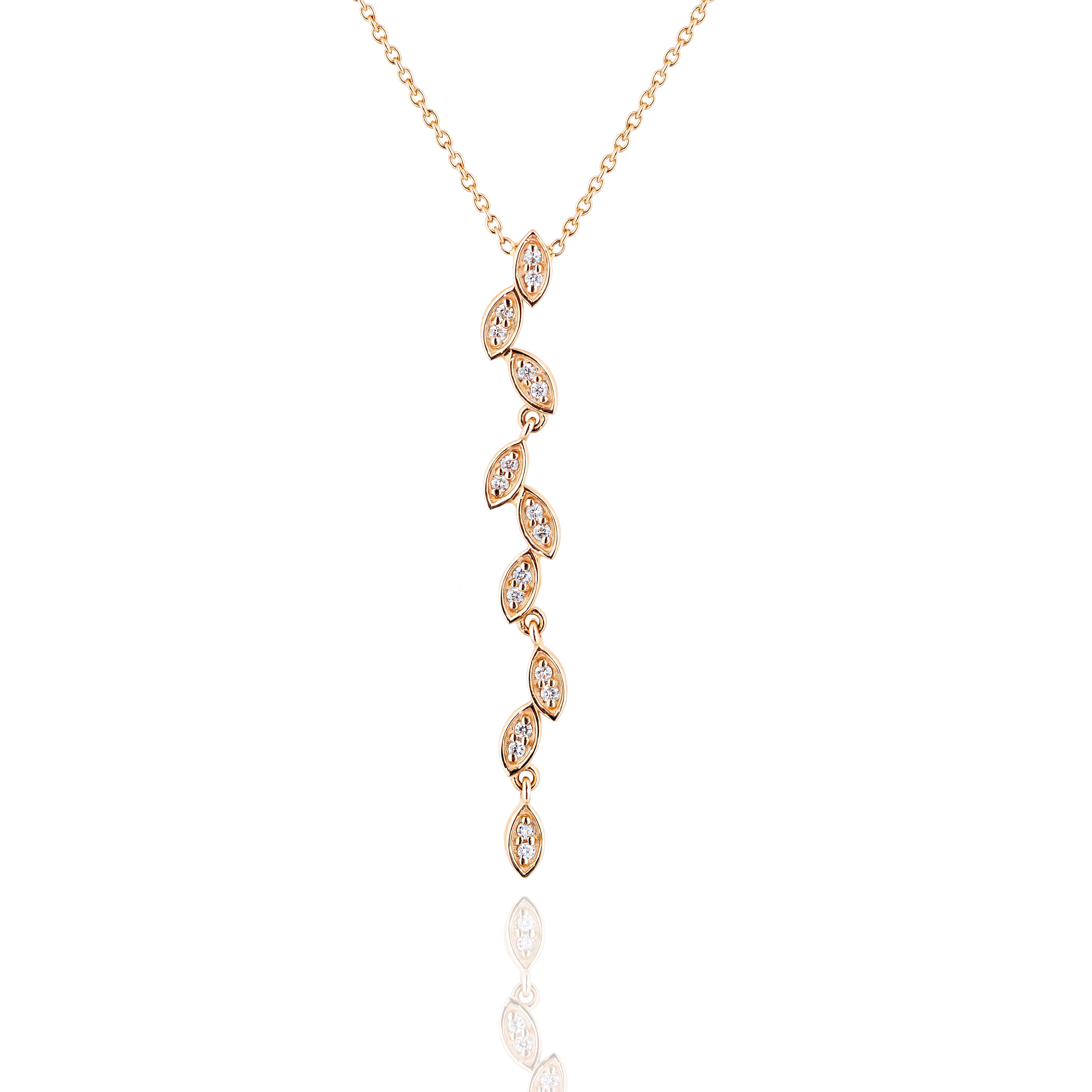 Leaf Kolye detay görünümü - 14K altın pırlanta yaprak kolye