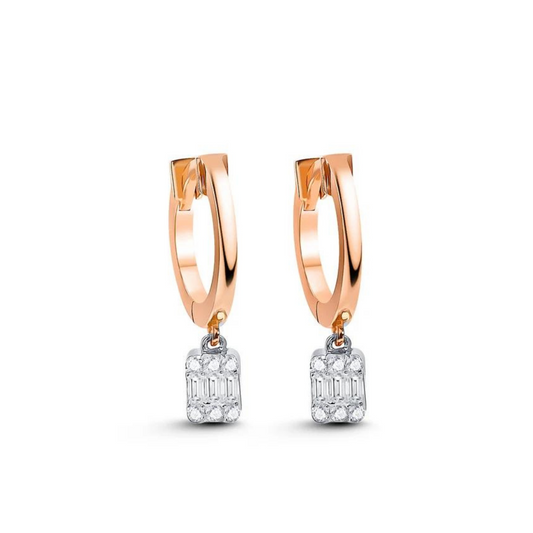 Baguette Diamond Gold Earrings