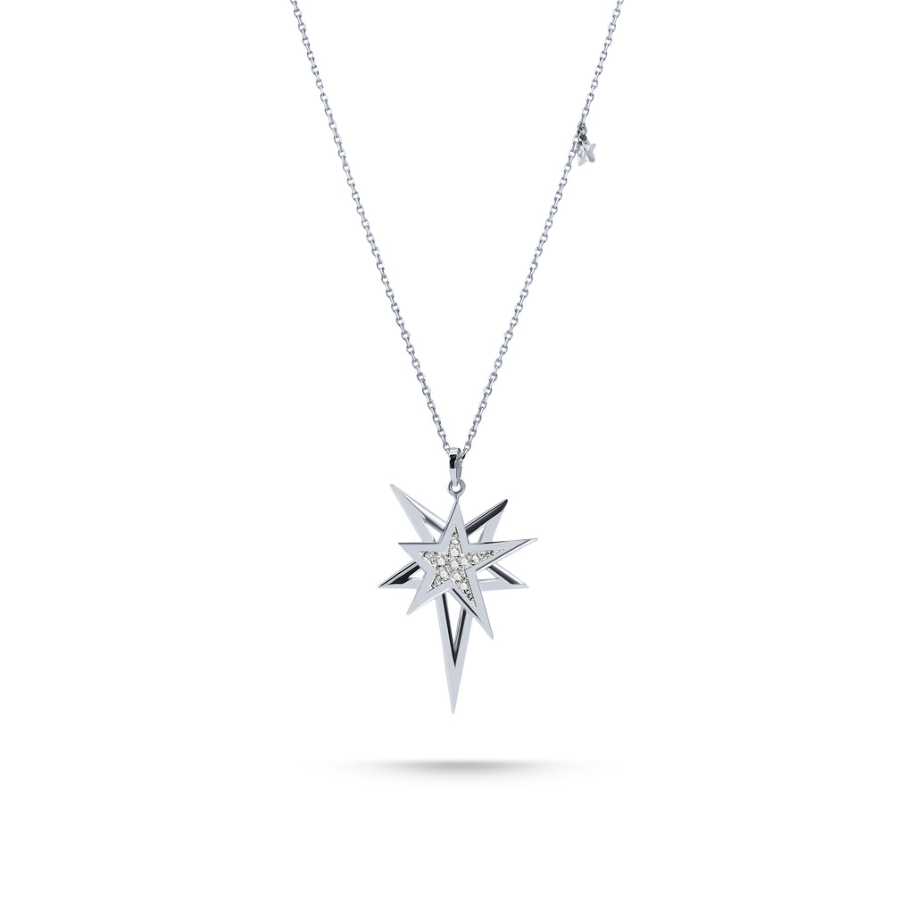 Helios Kolye detay görünümü - 14K altın pırlanta yıldız kolye