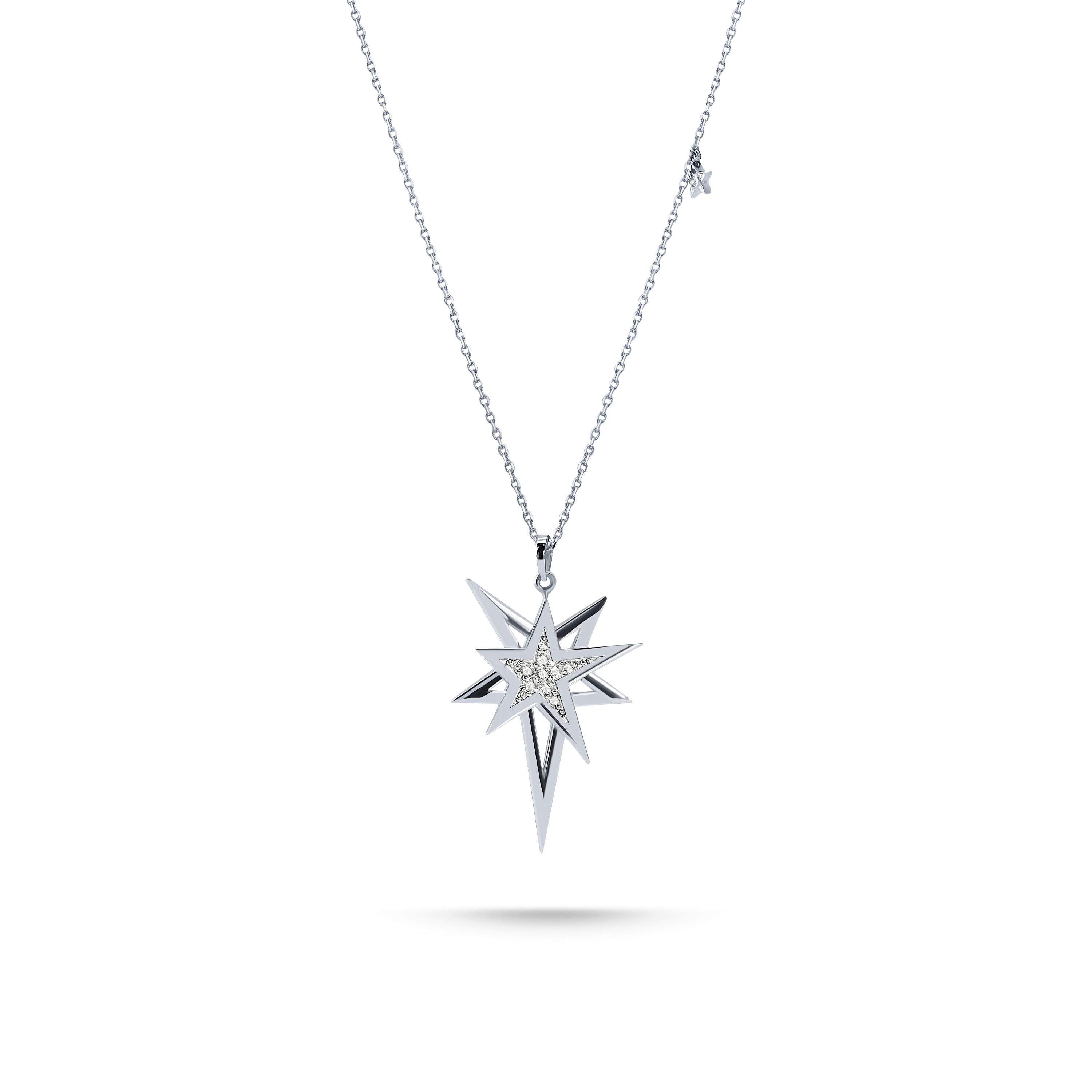 Helios Kolye detay görünümü - 14K altın pırlanta yıldız kolye