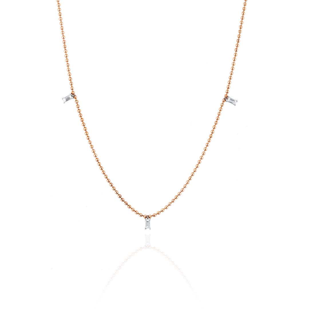 Baguette Kolye detay görünümü - 14K altın pırlanta baguette kolye