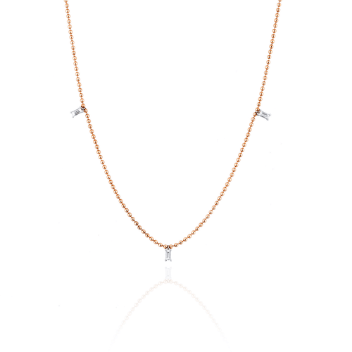 Baguette Kolye detay görünümü - 14K altın pırlanta baguette kolye