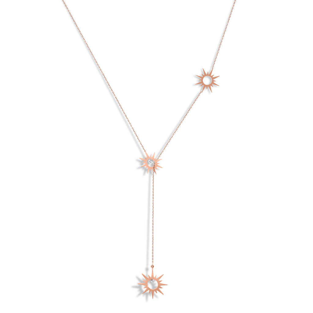 Outsider Sun Kolye detay görünümü - 14K altın pırlanta güneş kolye