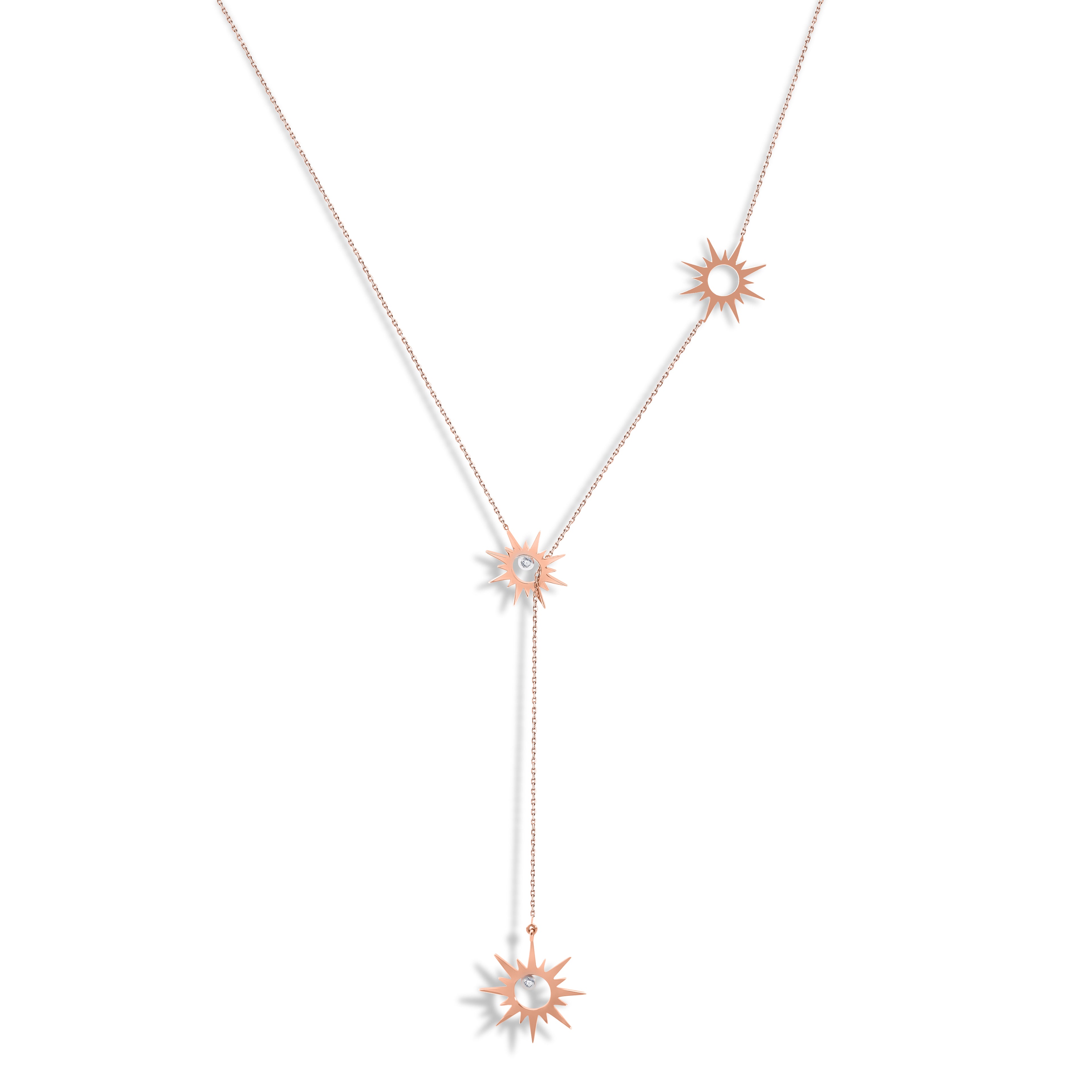 Outsider Sun Kolye detay görünümü - 14K altın pırlanta güneş kolye