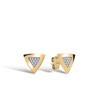 Trine Küpe detay görünümü - 14K altın pırlanta pimli küpe