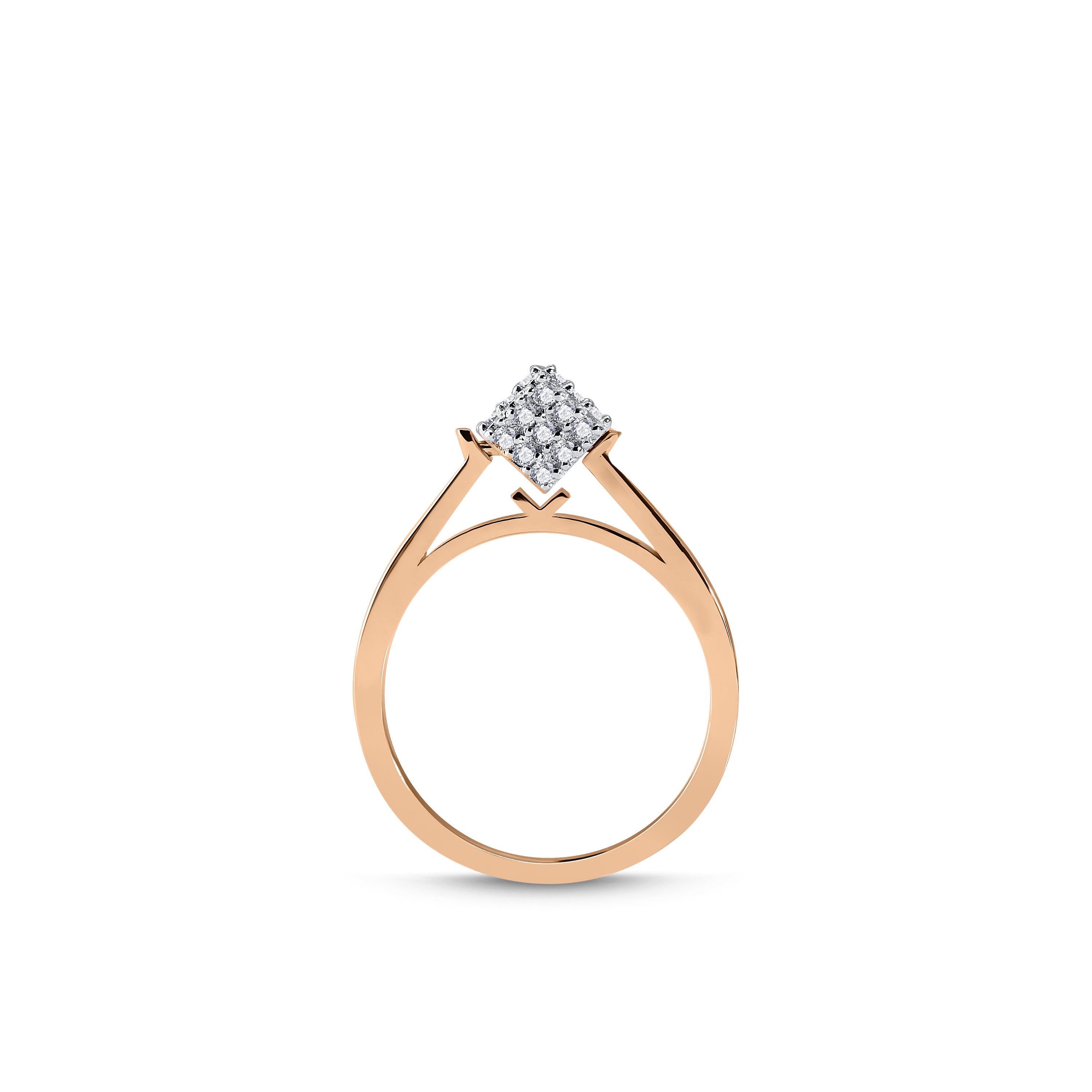 Squared Yüzük detay görünümü - 14K altın pırlanta kare yüzük