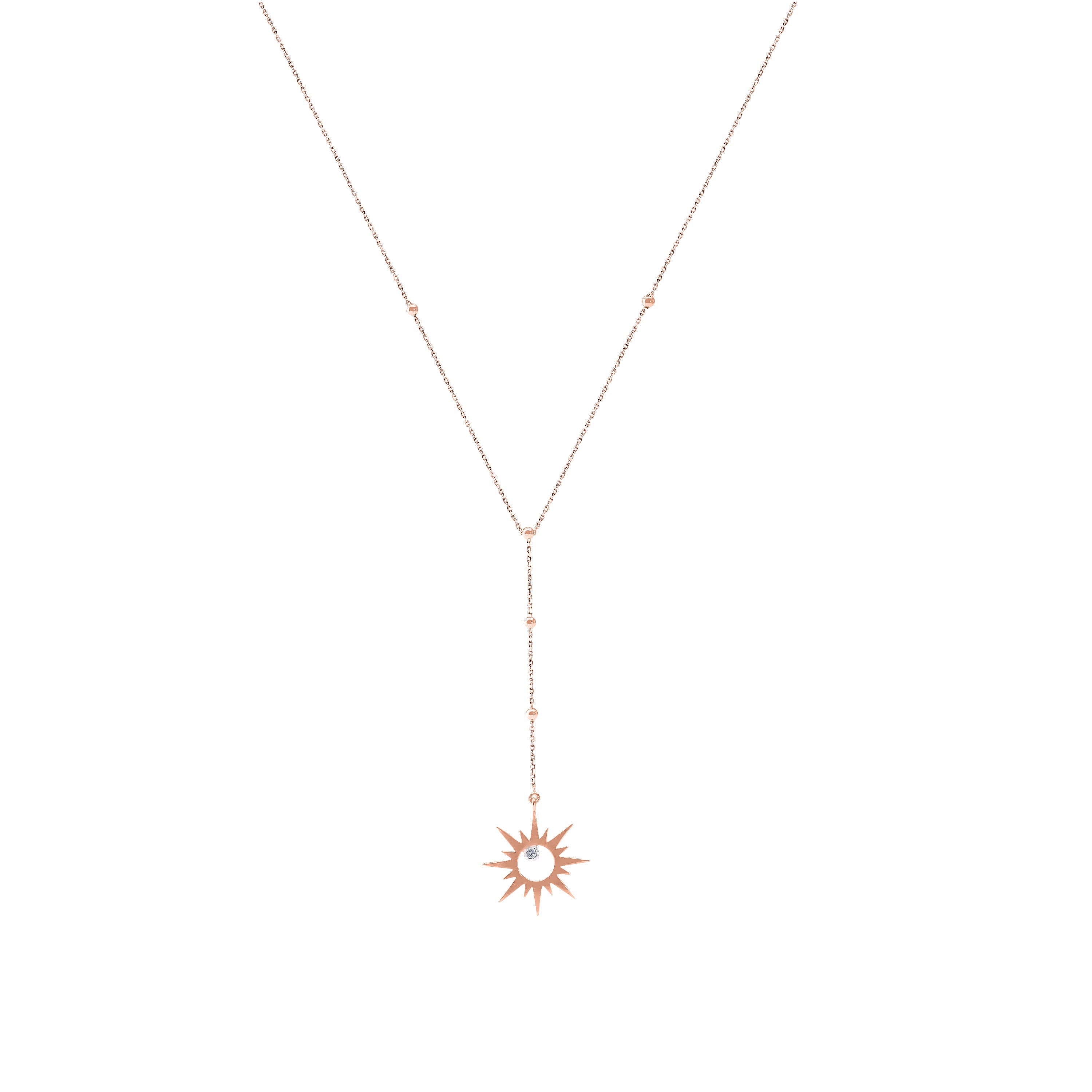 The Sun Kolye - 14K altın pırlanta güneş kolye detay görünümü