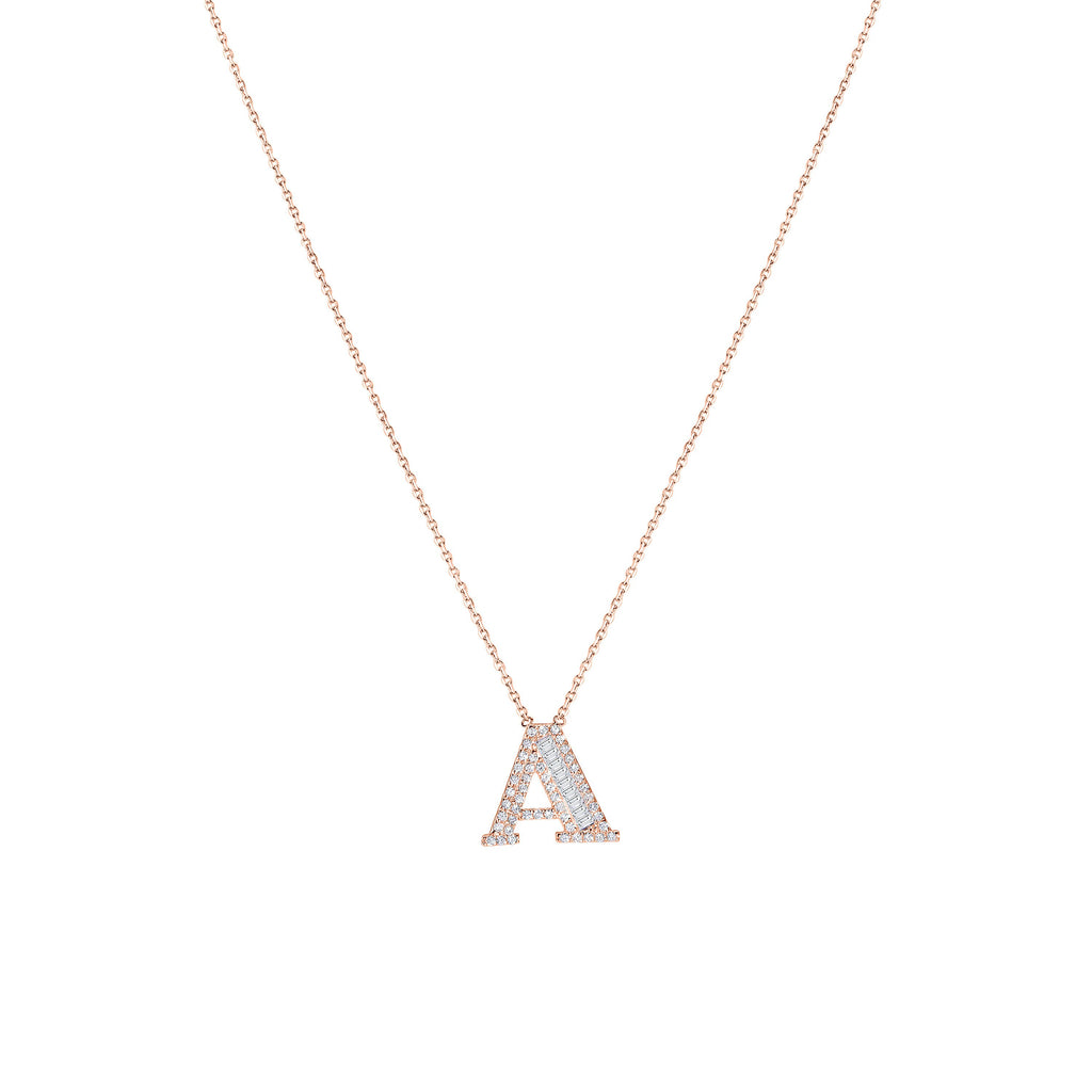 Letter Diamond Kolye - 14K altın pırlanta harf kolye
