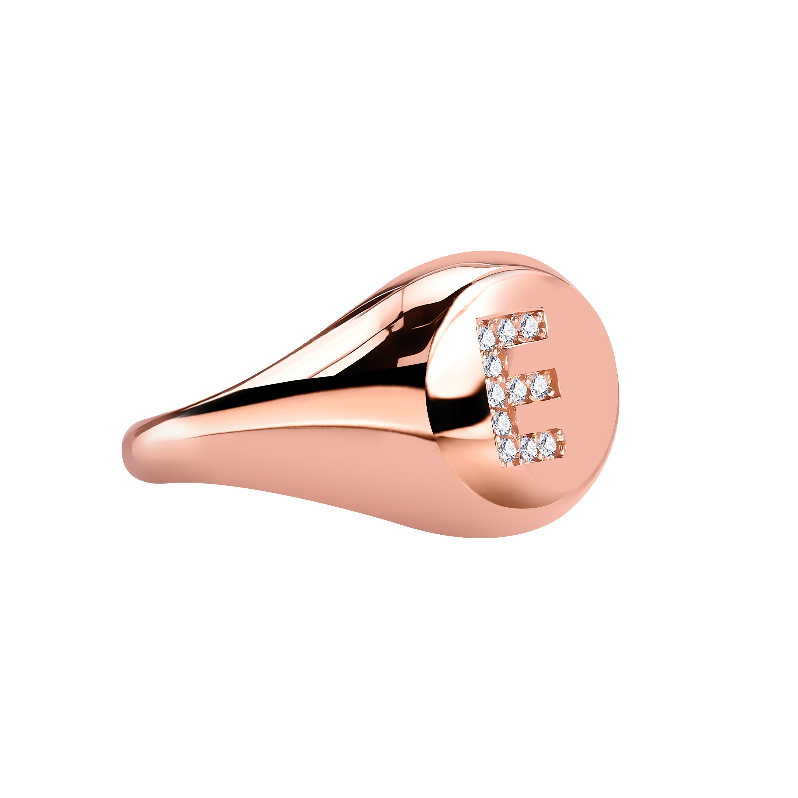 Initial Yüzük detay görünümü - 14K altın pırlanta harf yüzük