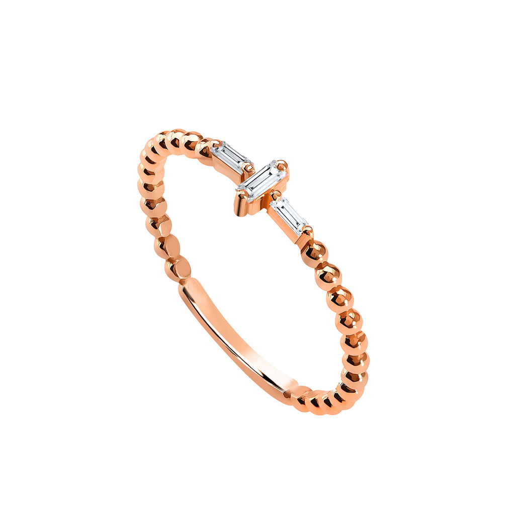 Croix Baguette Yüzük detay görünümü - 14K altın pırlanta baget haç yüzük