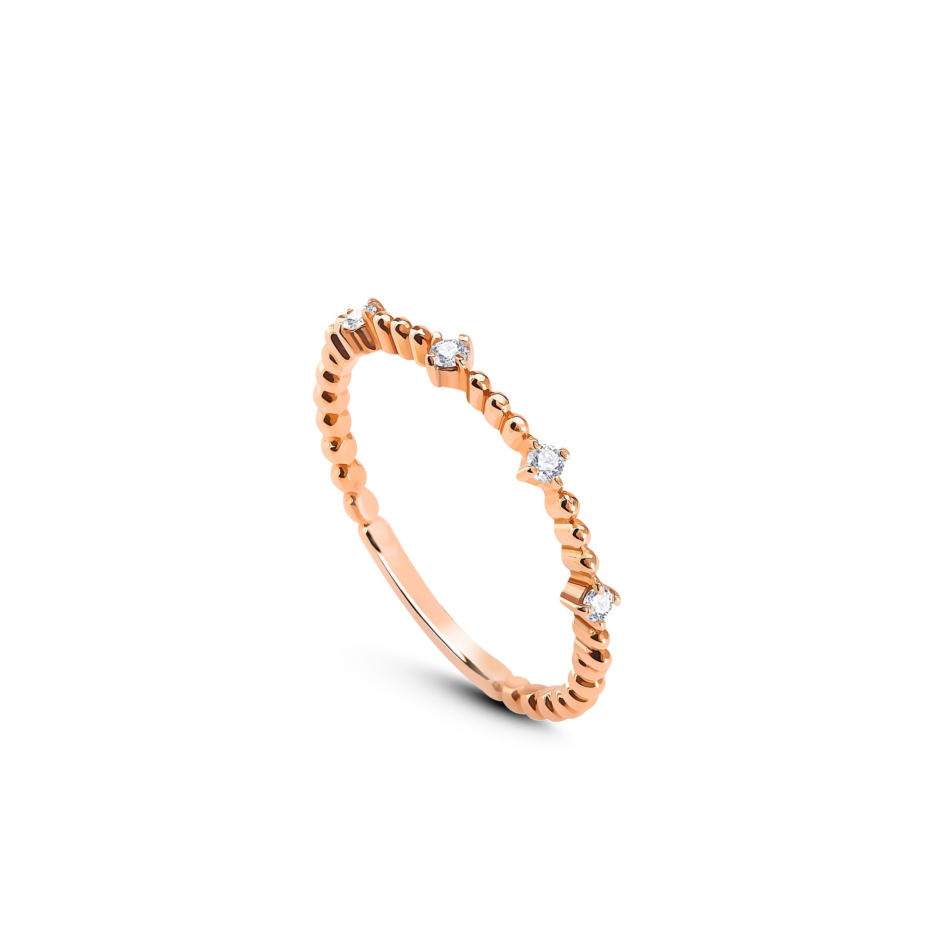 Minimal Pırlantalı Yüzük detay görünümü - 14K altın pırlanta yüzük