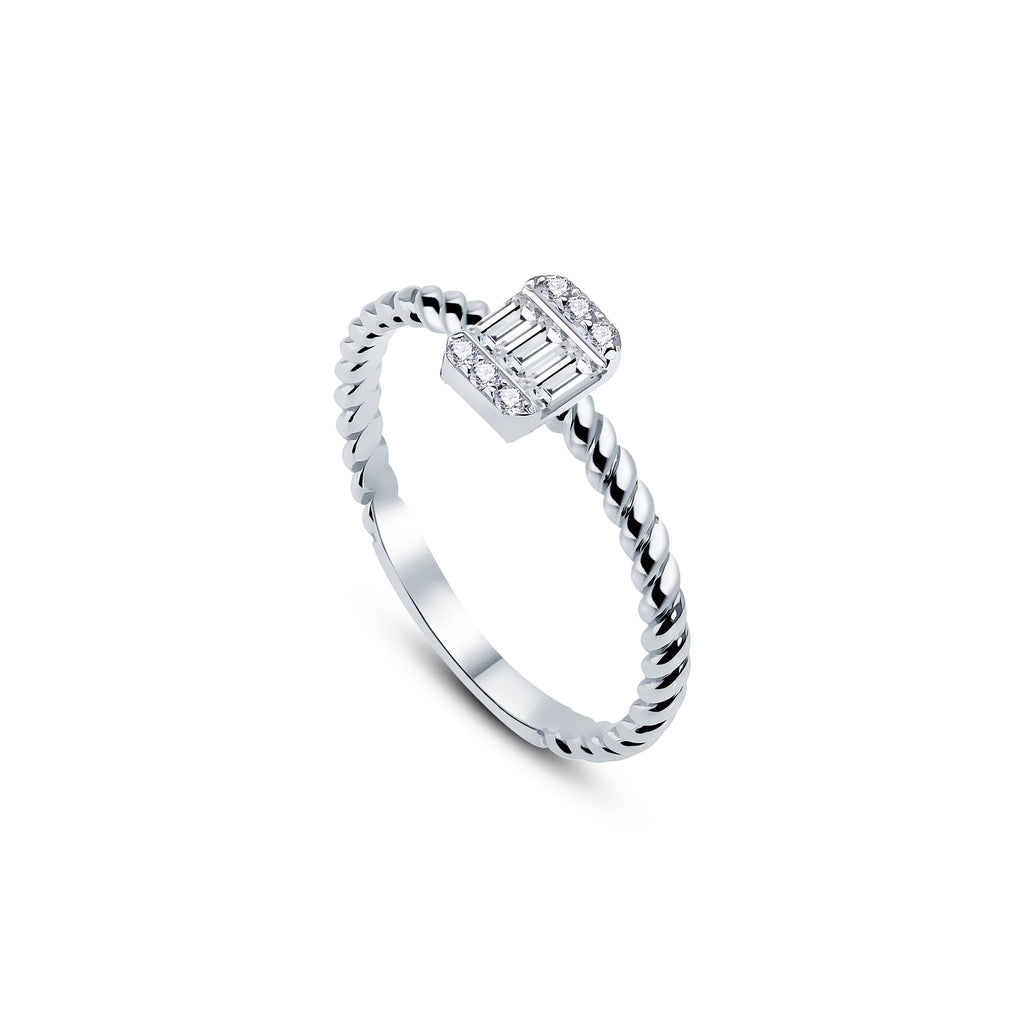 Baguette Modern Yüzük detay görünümü - 14K altın pırlanta baget yüzük