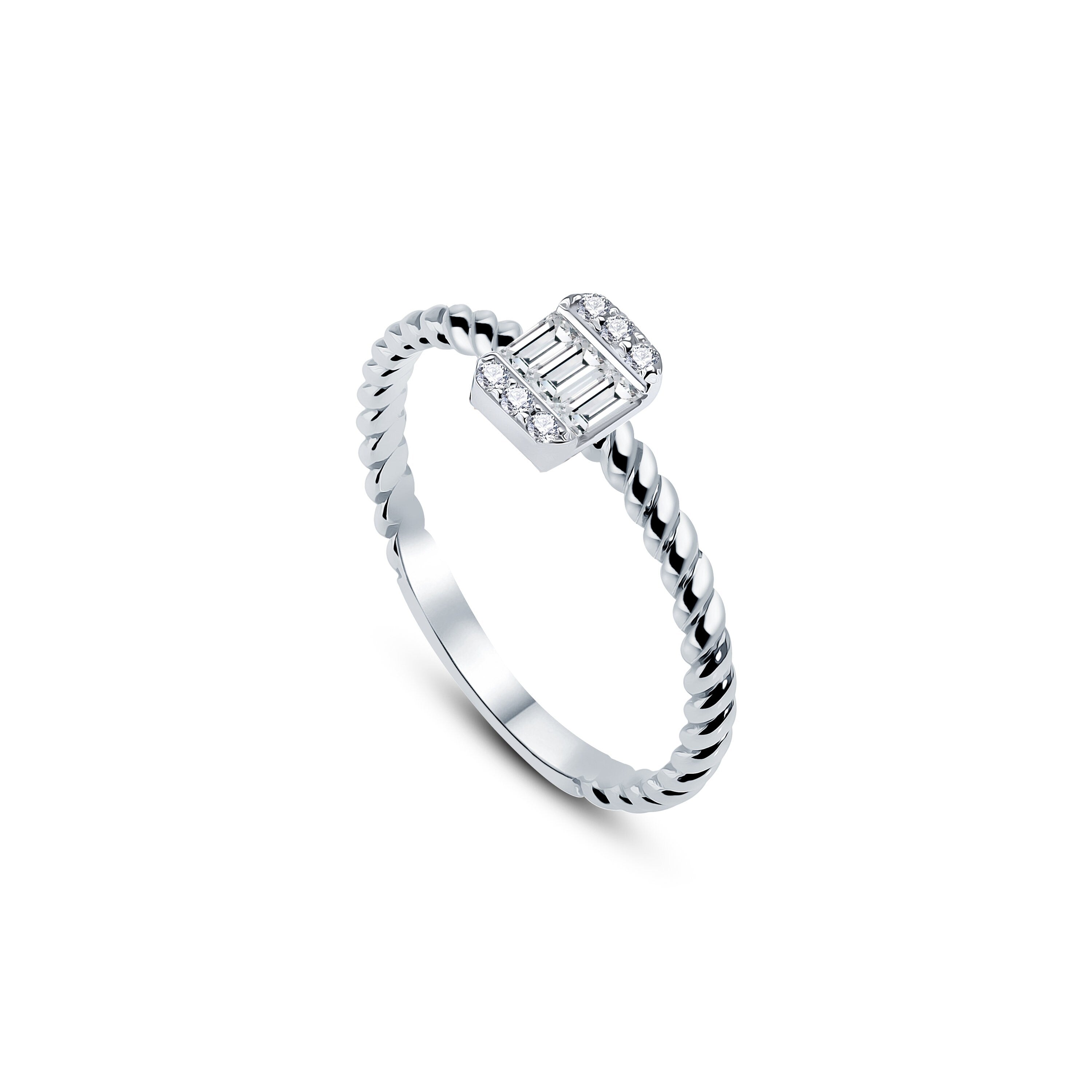 Baguette Modern Yüzük detay görünümü - 14K altın pırlanta baget yüzük