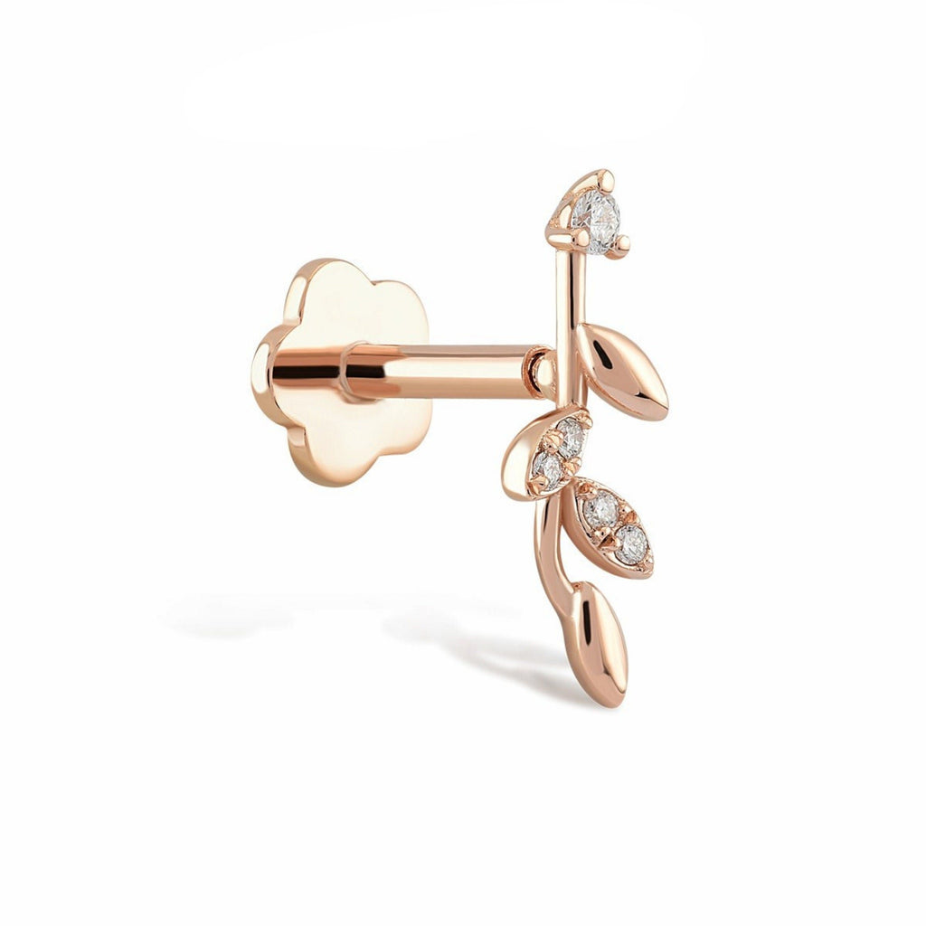 Entwined Piercing detay görünümü - 14K altın pırlanta sarmaşık piercing