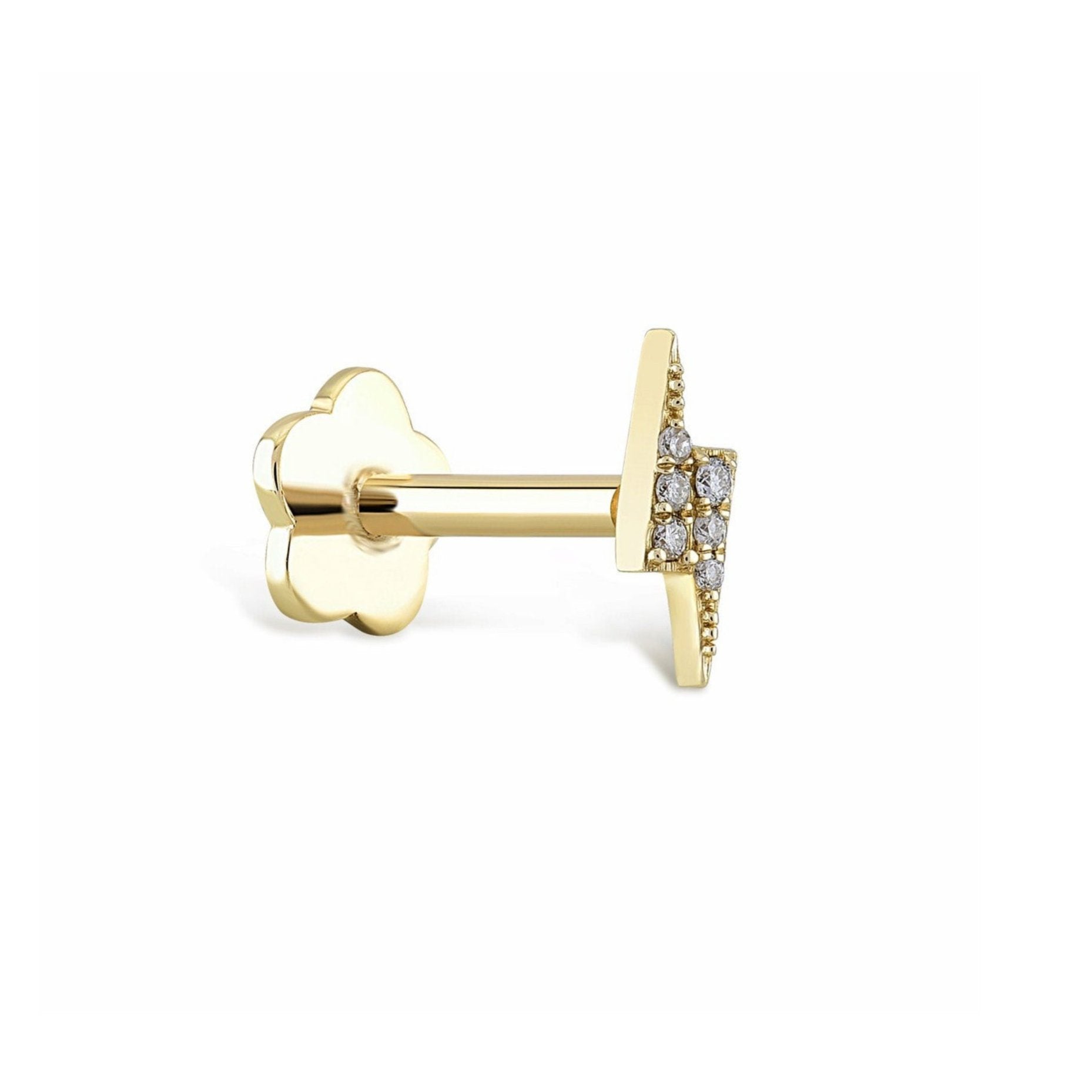 Diamond Bolt Gold Piercing detay görünümü - 14K altın pırlanta şimşek piercing