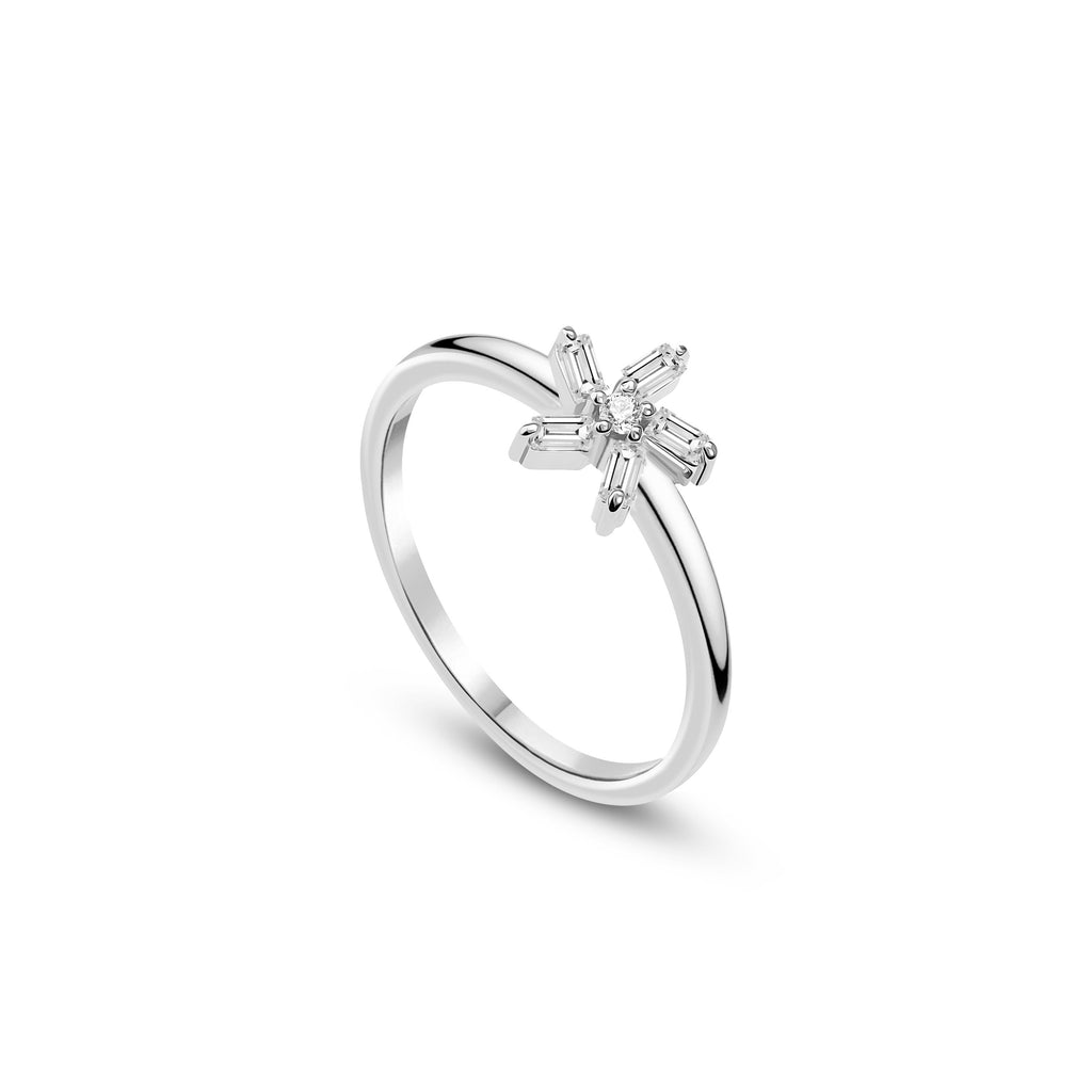 Daisy Yüzük detay görünümü - 14K altın pırlanta papatya yüzük