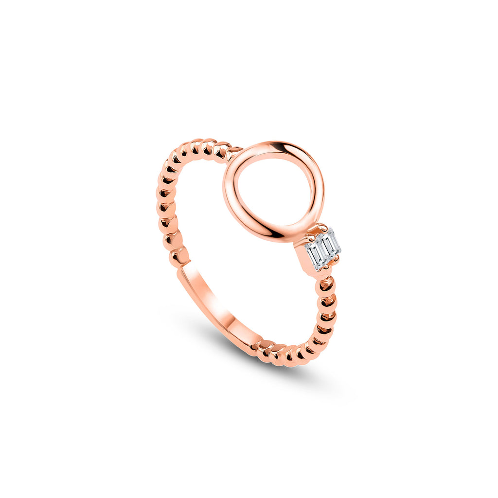 Halo Baguette Yüzük detay görünümü - 14K altın pırlanta baget yüzük