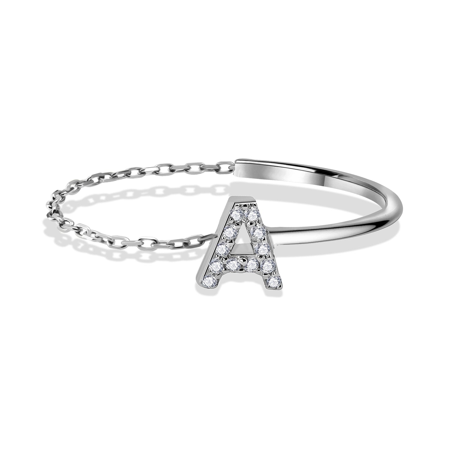 Letter Half Chain Diamond Ring