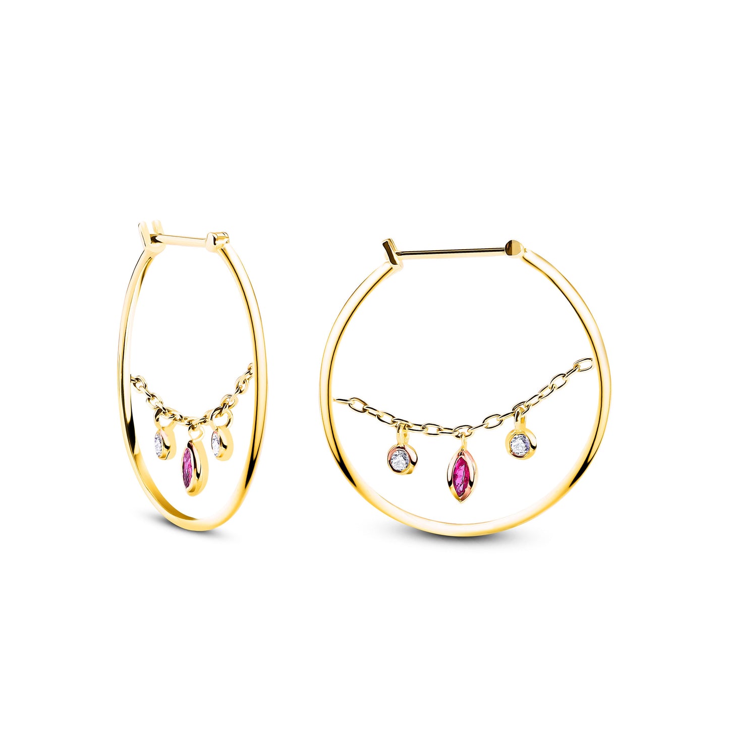 Marquise Ruby Gold Earrings