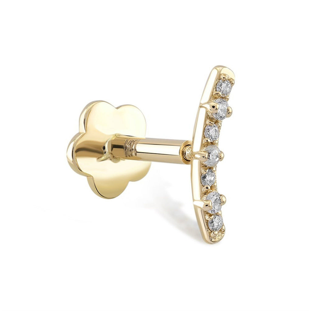 Pırlantalı Yay Piercing - 14K altın pırlanta yay piercing