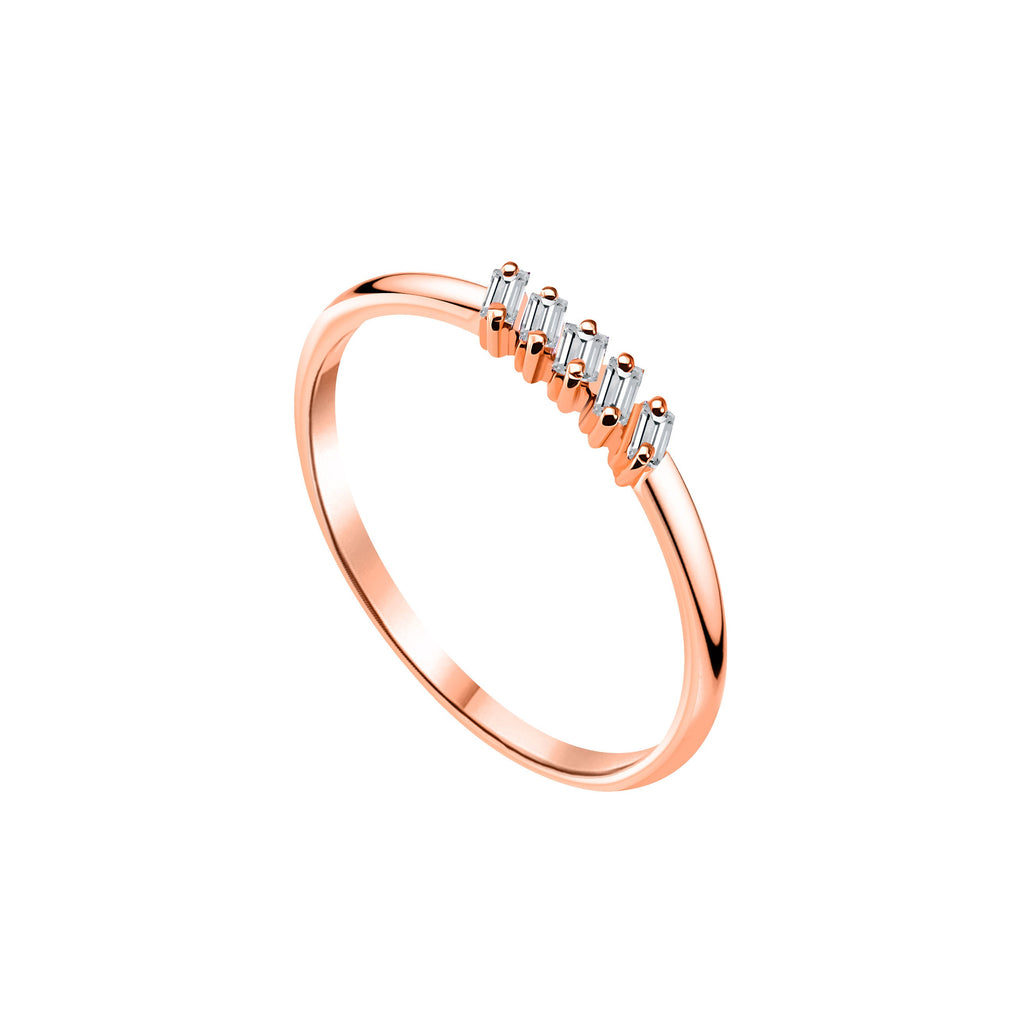 Baguette Minimal Yüzük detay görünümü - 14K altın baget pırlanta yüzük