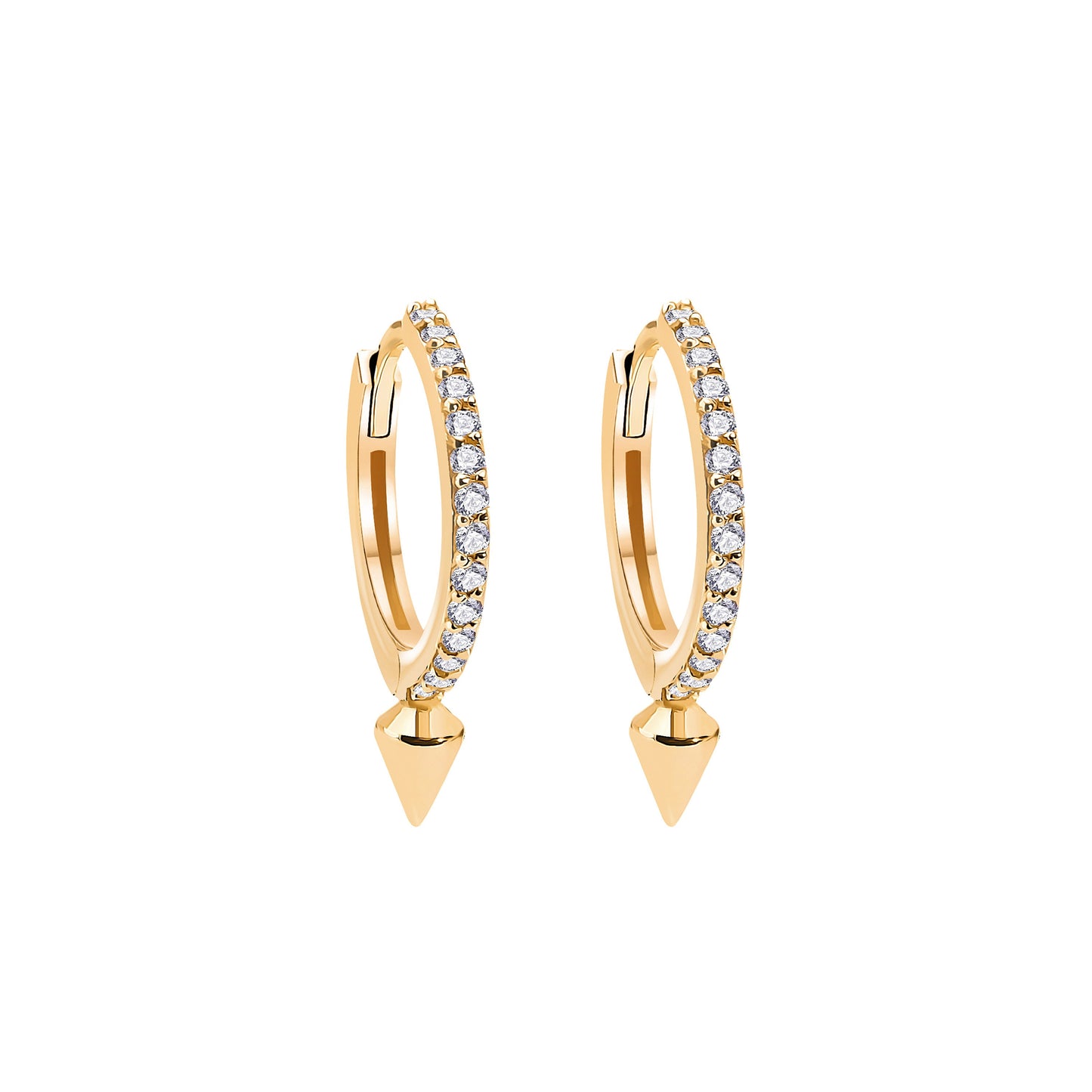 Cone Diamond Gold Earrings
