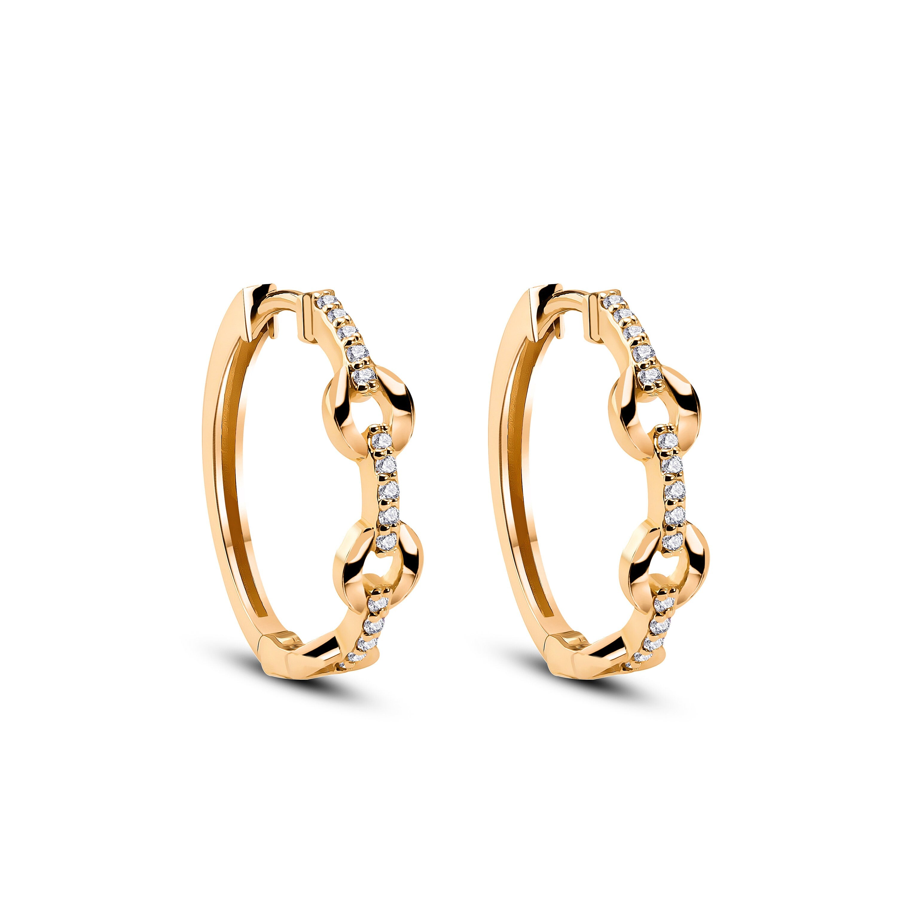 Link Küpe detay görünümü - 14K altın pırlanta halka küpe